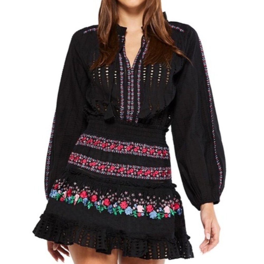 MISA LA Manuela embroidered dress